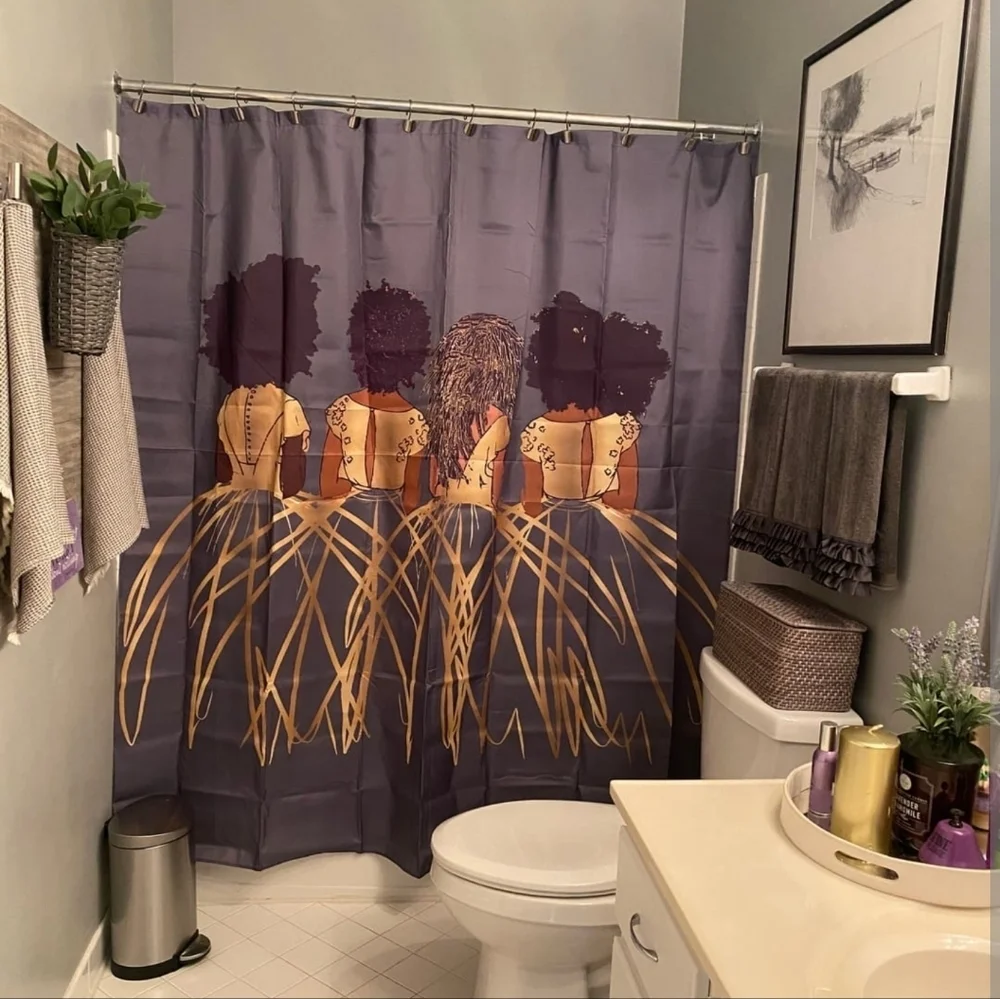 Sisterhood -Royal Gray- Fabric Shower Curtain NEW!! Bathroom Chic/Stylish - Picture 4 of 7